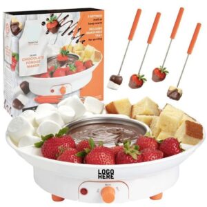 deluxe electric fondue maker set w/4 forks for cheese & chocolate