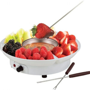 deluxe electric fondue maker set w/4 forks for cheese & chocolate