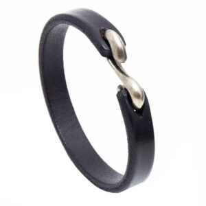 embossed logo leather bracelet w/stainless steel closure