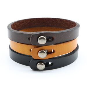 embossed logo leather bracelet