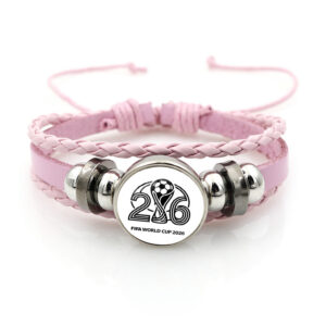 2026 fifa world cup multi layer braided pu soccer bracelet
