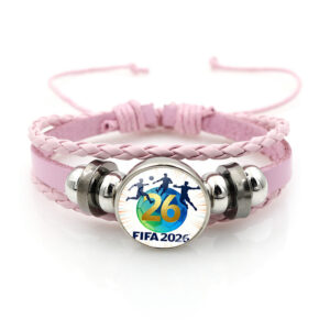 2026 fifa world cup multi layer braided pu soccer bracelet