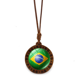 2026 world cup flag soccer wooden pendant necklace