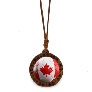 2026 world cup flag soccer wooden pendant necklace