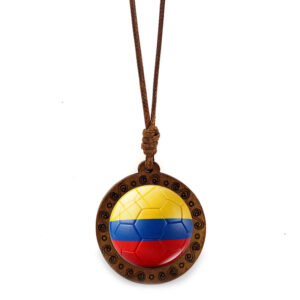 2026 world cup flag soccer wooden pendant necklace