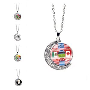 2026 world cup team flag double sided rotating moon pendant necklace