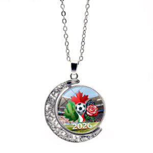 2026 world cup team flag double sided rotating moon pendant necklace