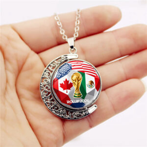 2026 world cup team flag double sided rotating moon pendant necklace