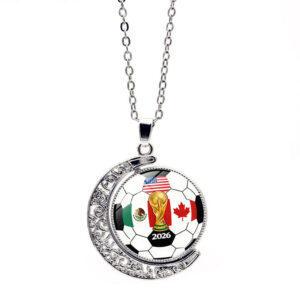 2026 world cup team flag double sided rotating moon pendant necklace