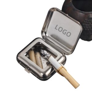 portable stainless steel ashtray w/lid
