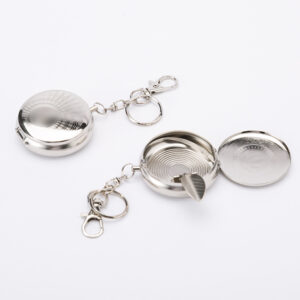 portable stainless steel round ashtray w/lid