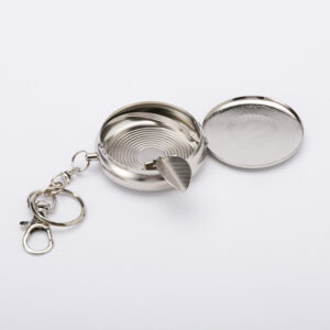 portable stainless steel round ashtray w/lid