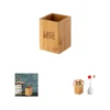 bamboo square desk organizer pen holder