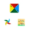 4 vane colorful pp windmill w/stick