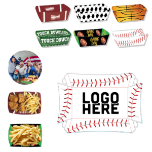 sports themed disposable paper food tray