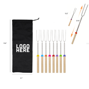 extendable bbq fork set with storage bag