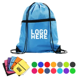 drawstring sports pack with front zipper