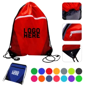 mesh pocket drastring bag