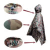 3 in 1 multi functional waterproof camouflage hooded rain poncho
