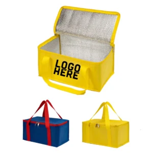 silk screen printed insulated lunch tote bag