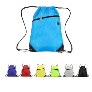 drawstring backpack w/zipper pocket drawstring backpack w/zipper pocket
