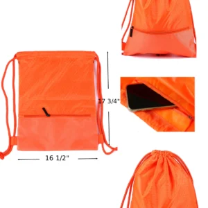 sports zip pocket drawstring bag