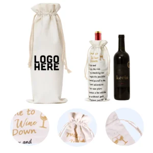 280 gsm canvas drawstring wine bag