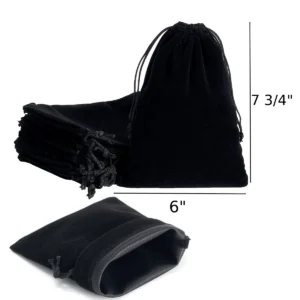 flocked gift drawstring bag
