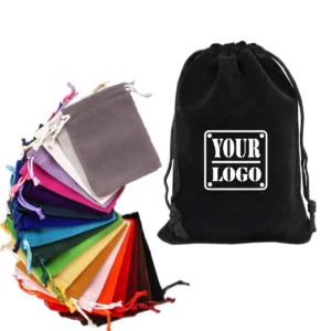 flocked gift drawstring bag