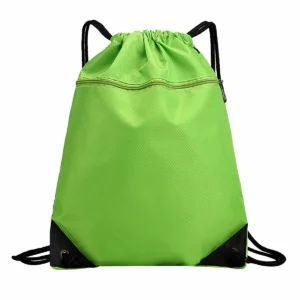 drawstring backpack w/ front zipper pocket