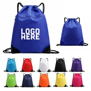 drawstring backpack w/ front zipper pocket
