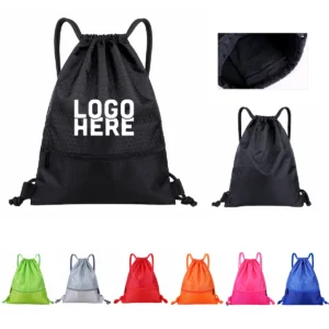 draw string backpack w/ zip pocket