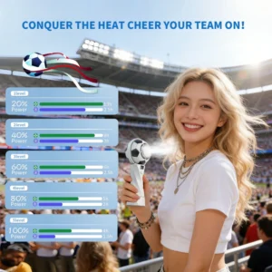 soccer design portable handheld fan w/ice pad