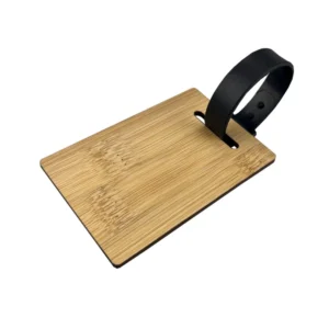 natural bamboo luggage tag w/secure strap natural bamboo luggage tag w/secure strap