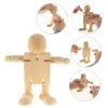 diy poseable unfinished wooden robot figurine
