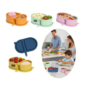 bpa free silicone dual compartment snack container