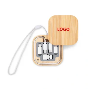 Square Bamboo Multi-Function Data Cable Storage Box