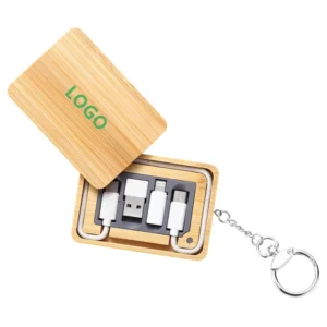 6" 1 square bamboo charging cable box