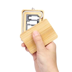 6" 1 square bamboo charging cable box