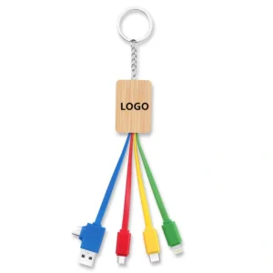 bamboo charging cable w/key chain
