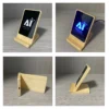 2 in 1 light up logo bamboo wireless charger w/stand