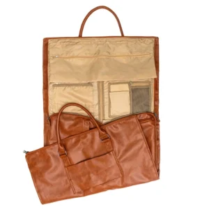 leather garment bag for travel w/porkets