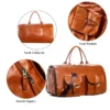 leather garment bag for travel w/porkets