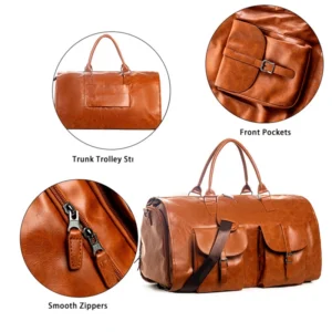leather garment bag for travel w/porkets