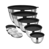 stainless steel mixing bowl set with lids & grater attachments