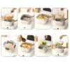 304 Stainless Steel Multi-Cooker with Frying Basket, Glass Lid & Storage Container