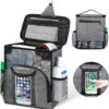 hanging mesh shower caddy with phone pocket