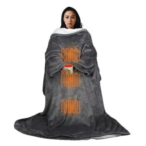 Wearable Heated Sherpa Blanket with Sleeves