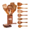 9 piece solid teak wood kitchen utensil set