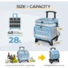 28l foldable wheeled insulated cooler tote